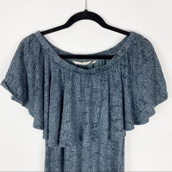 SOFT SURROUDINGS Gray Print Off Shoulder Maxi Dress 2AN32 - Size S - Picture 3 of 5